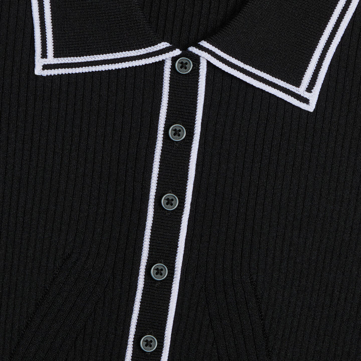 G/FORE WOMEN'S RIBBED MERINO WOOL BLEND POLO DRESS - ONYX