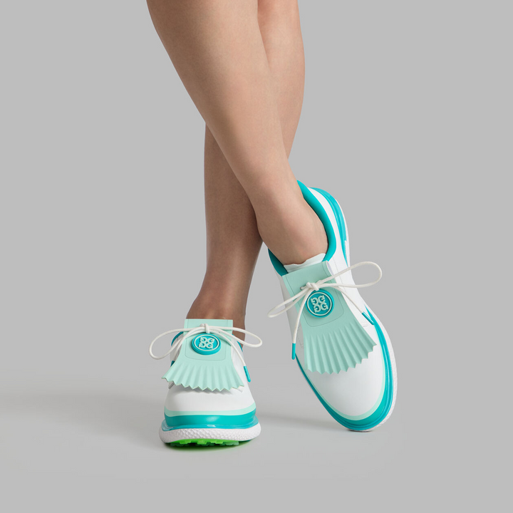 G/FORE WOMEN'S GALLIVAN2R TUXEDO STRIPE KILTIE GOLF SHOE - SIREN