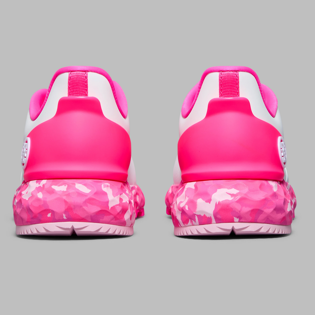 G/FORE WOMEN'S MG4+ CAMO SOLE GOLF SHOE - SNOW / KNOWCK OUT PINK