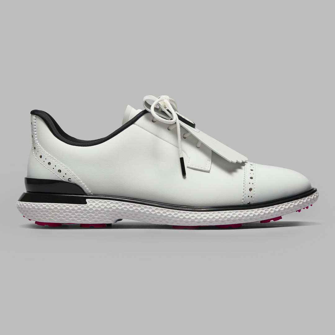 G/FORE WOMEN'S GALLIVAN2R BROGUE KILTIE CAP TOE GOLF SHOE - SNOW / ONYX