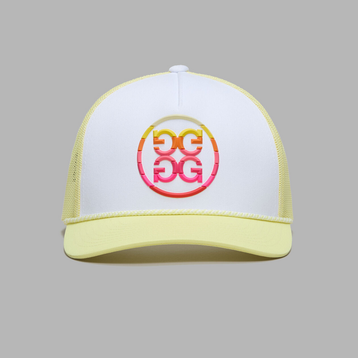 G/FORE MEN'S GRADIENT CIRCLE G'S TRUCKER HAT - SNOW/CANARY