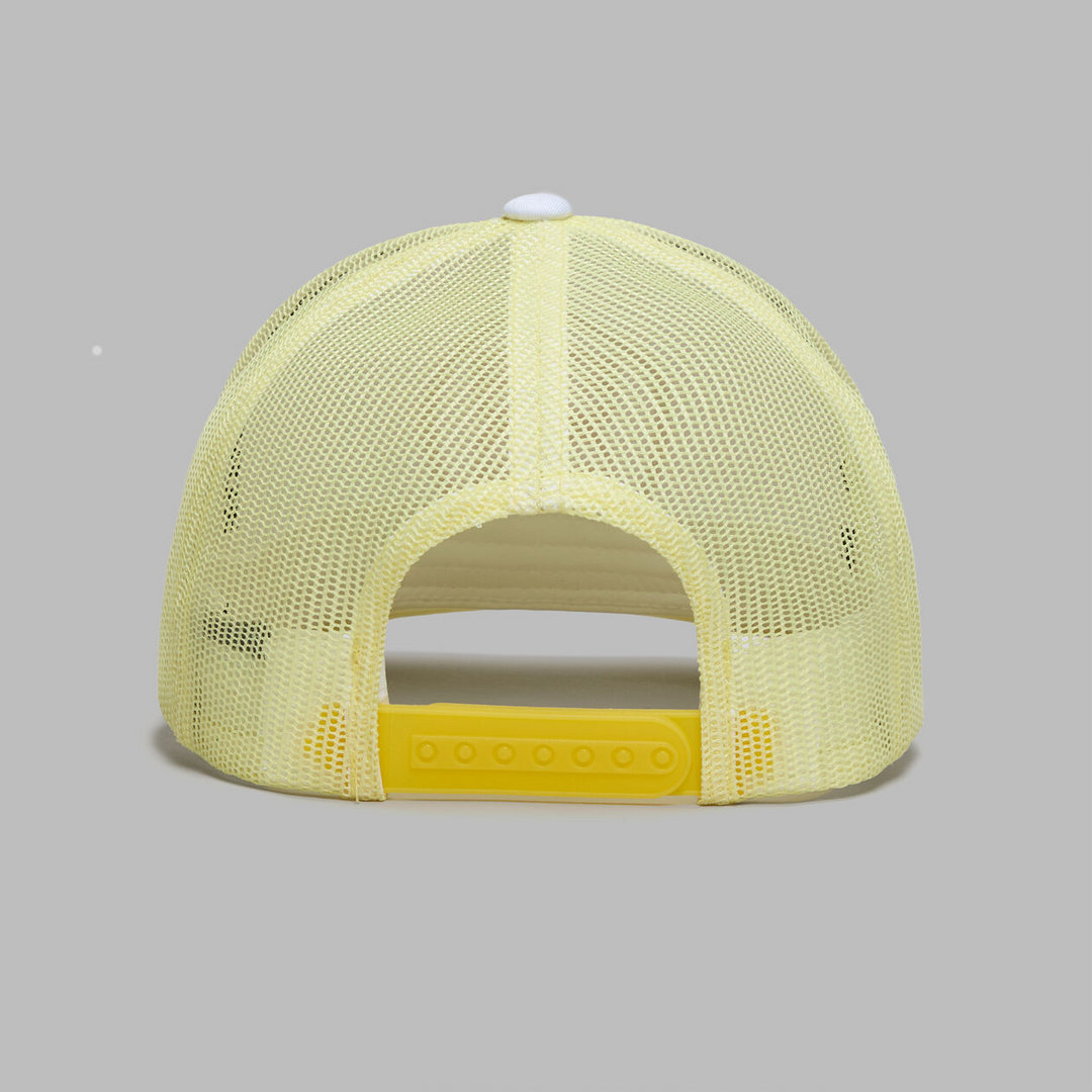 G/FORE MEN'S GRADIENT CIRCLE G'S TRUCKER HAT - SNOW/CANARY