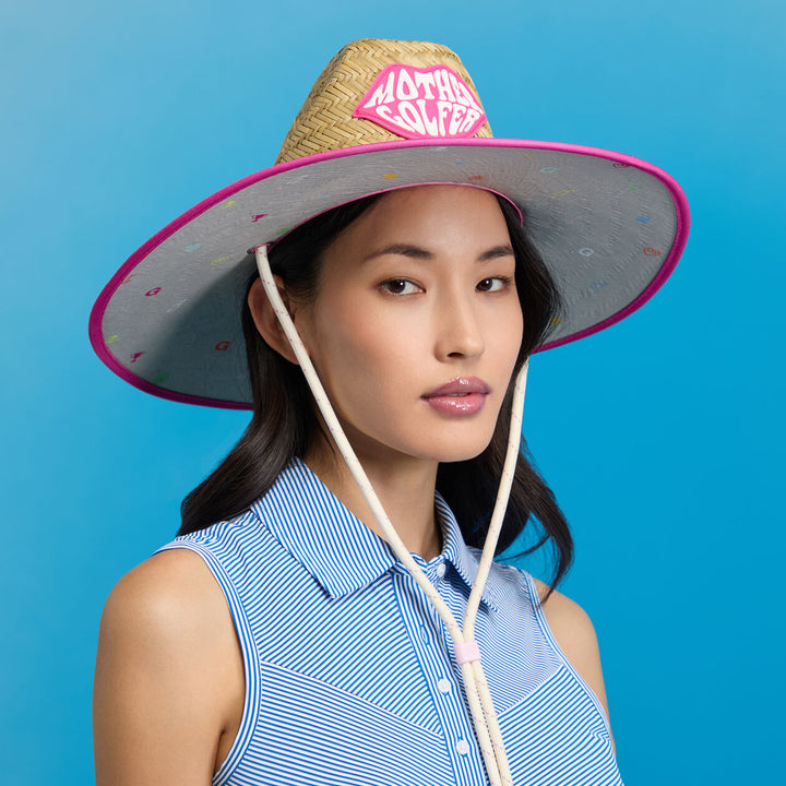 G/FORE WOMENS MOTHER GOLFER STRAW HAT - SNOW / KNOCKOUT PINK