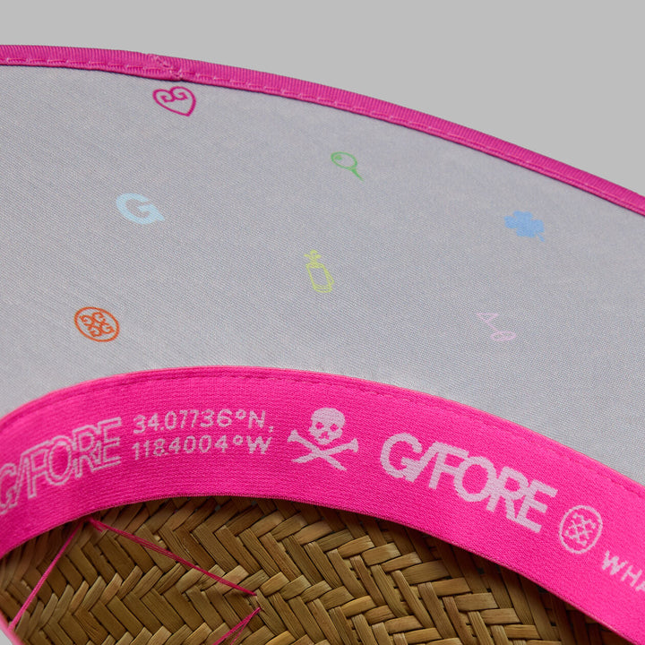 G/FORE WOMENS MOTHER GOLFER STRAW HAT - SNOW / KNOCKOUT PINK