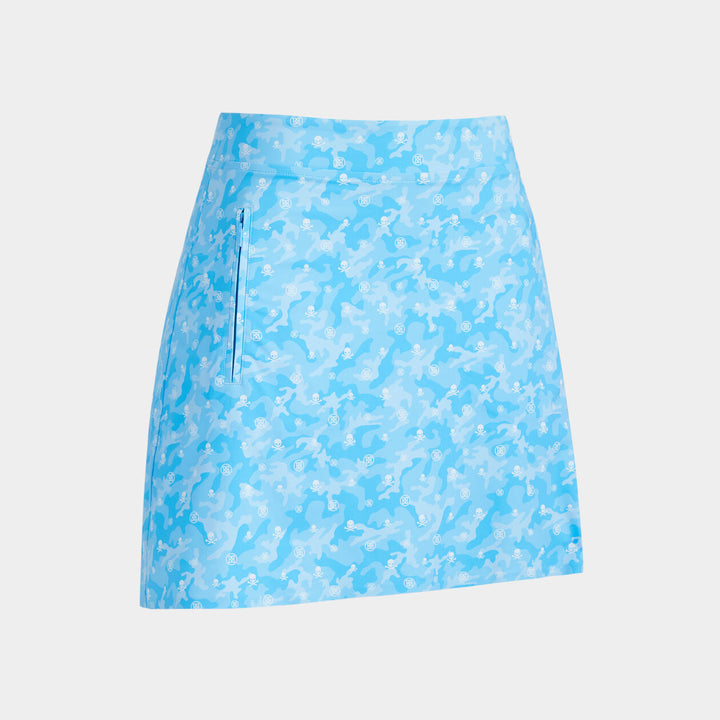 G/FORE WOMENS ICON CAMO SILKY TECH NYLON A-LINE SKORT - FOUNTAIN
