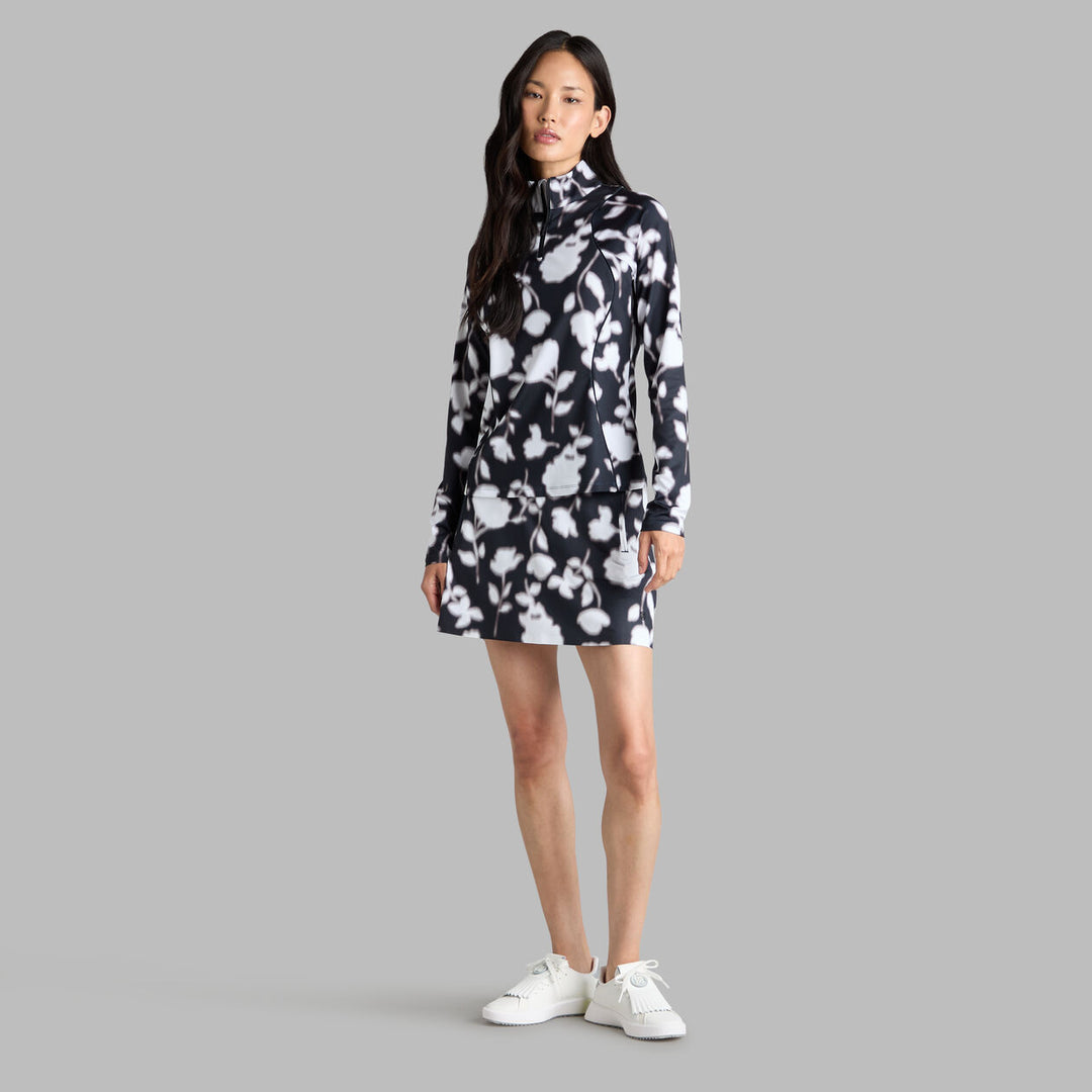G/FORE WOMENS BLUR FLORAL TECH STRETCH JERSEY SKORT - ONYX