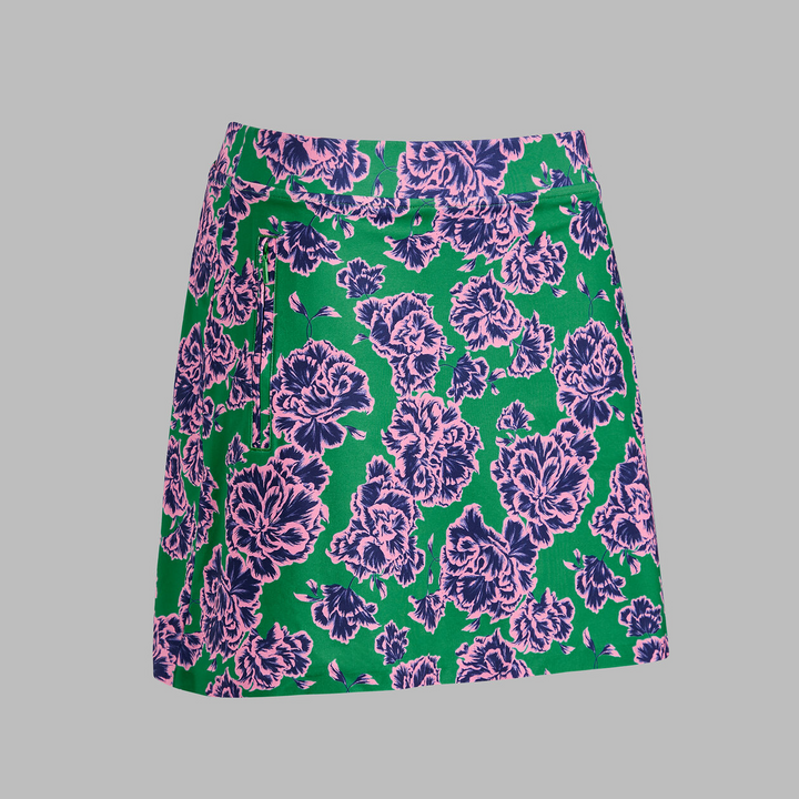 G/FORE WOMEN'S STAMPED FLORAL TECH JERSEY SKORT - CLOVER