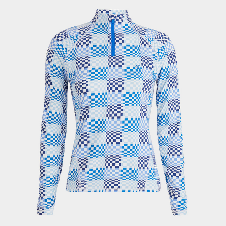 G/FORE WOMEN'S GRADIENT CHECK LONG SLEEVE 1/4 ZIP PULLOVER - SNOW
