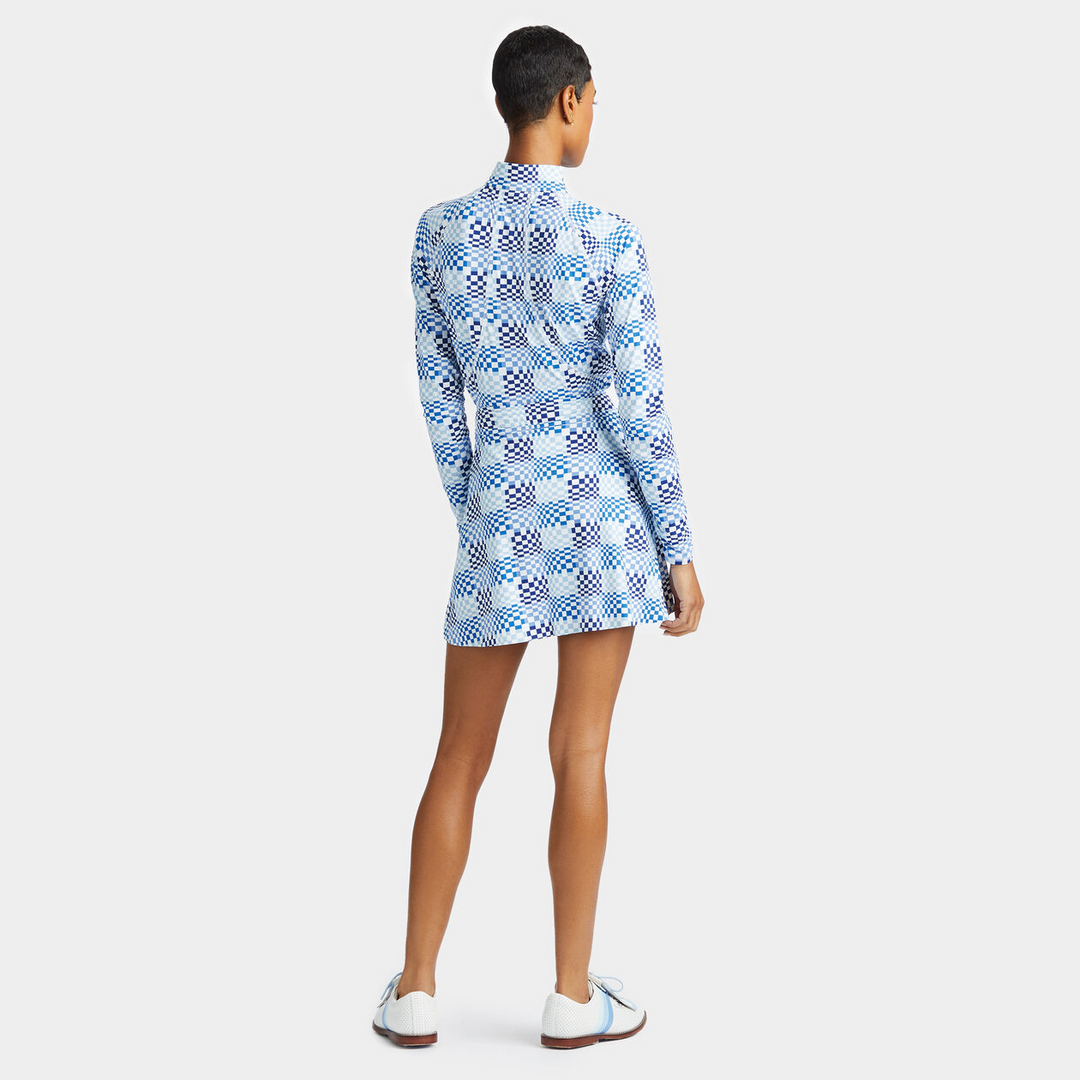 G/FORE WOMEN'S GRADIENT CHECK LONG SLEEVE 1/4 ZIP PULLOVER - SNOW