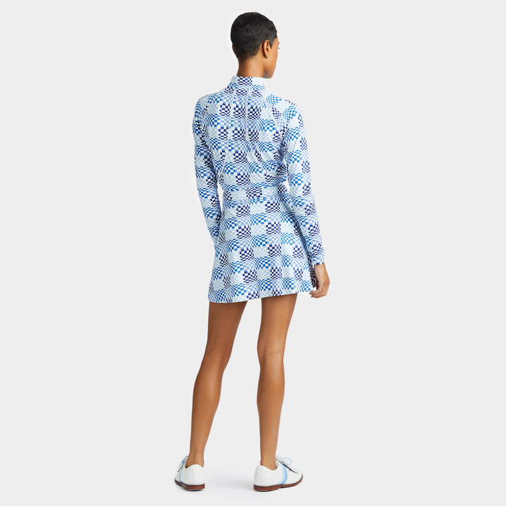 G/FORE WOMEN'S GRADIENT CHECK LONG SLEEVE 1/4 ZIP PULLOVER - SNOW