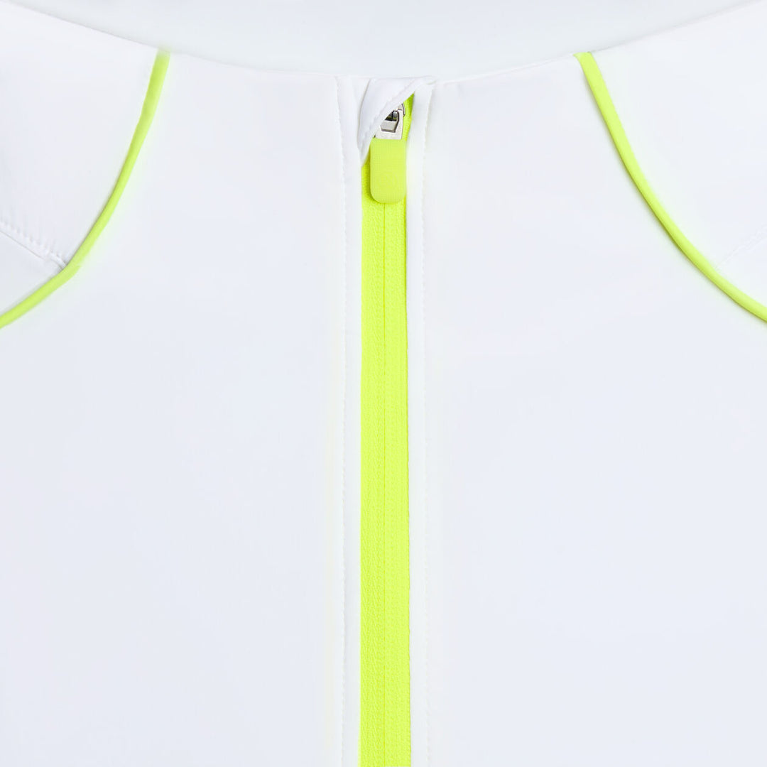 G/FORE WOMENS SUN SHIELD SILKY TECH NYLON QUARTER ZIP PULLOVER - SNOW / ELECTRIC