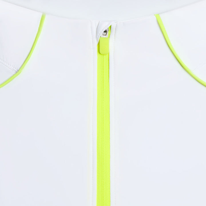 G/FORE WOMENS SUN SHIELD SILKY TECH NYLON QUARTER ZIP PULLOVER - SNOW / ELECTRIC