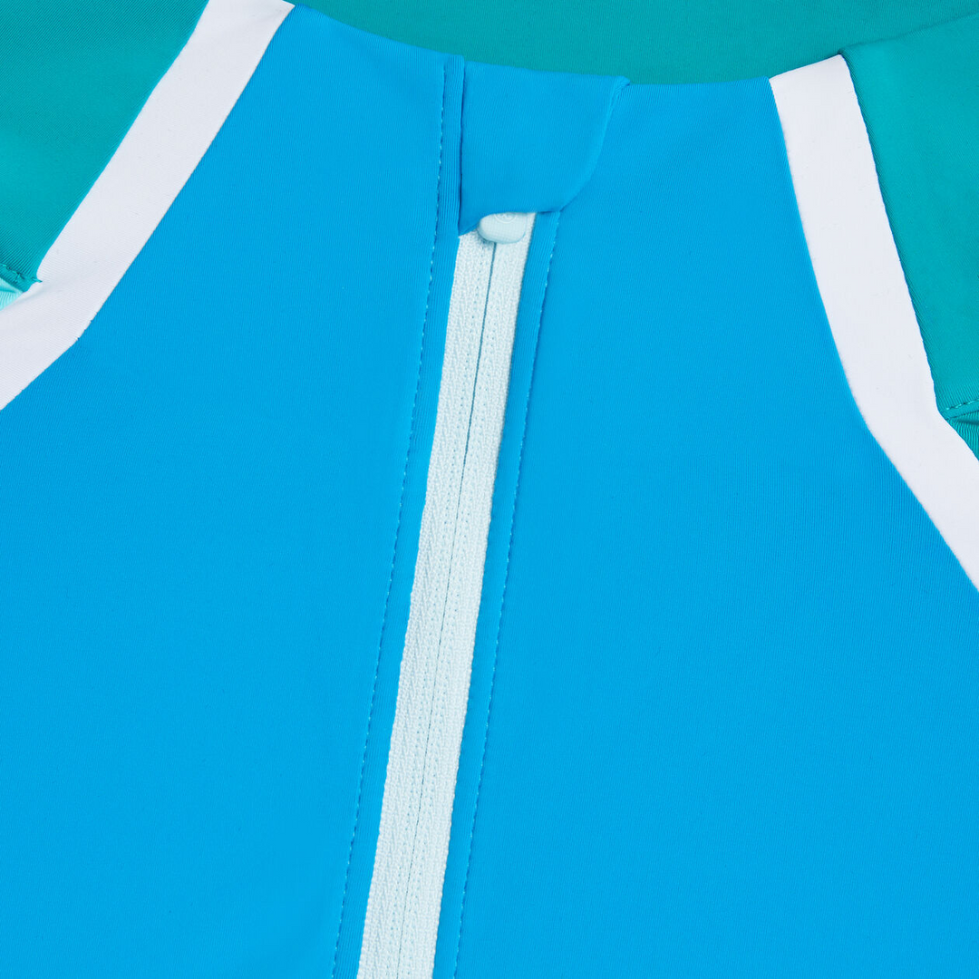 G/FORE WOMENS COLOUR BLOCK SILKY TECH QUARTER ZIP PULLOVER - CATALINA