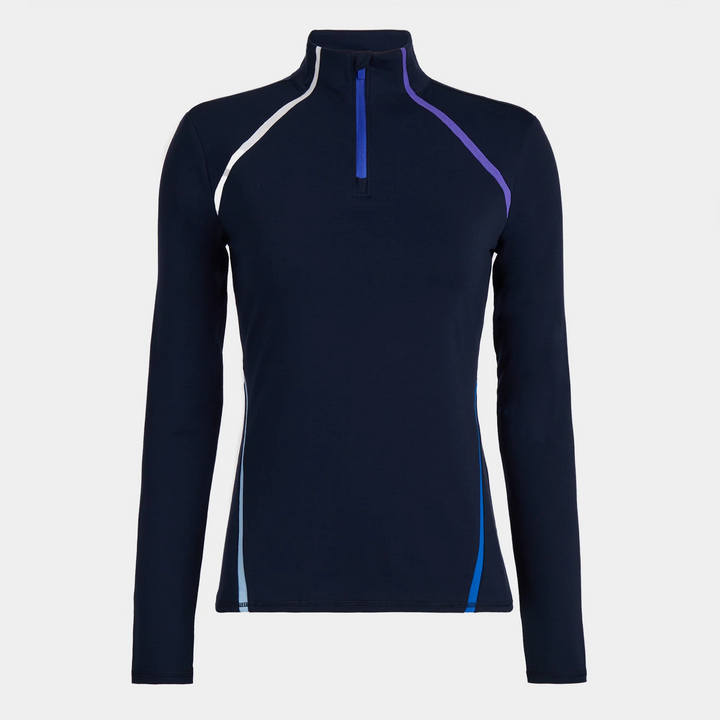 G/FORE WOMEN'S COLOUR BLOCK LUXE QUARTER ZIP PULLOVER - TWILIGHT