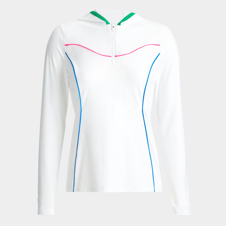 G/FORE WOMENS CONTOURING INTERLOCK HOODED MID LAYER - SNOW