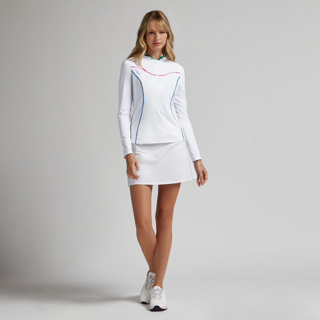 G/FORE WOMENS CONTOURING INTERLOCK HOODED MID LAYER - SNOW