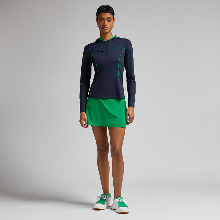 G/FORE WOMENS CONTOURING INTERLOCK HOODED MID LAYER - TWILIGHT