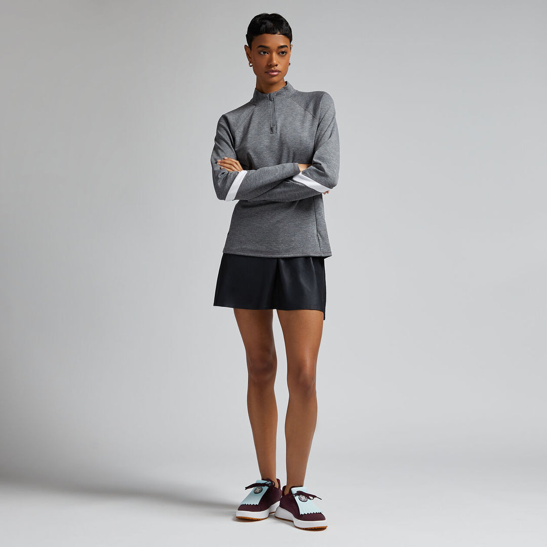 G/FORE WOMENS MELANGÉ DOUBLE KNIT BRUSHED BACK PULLOVER - HEATHER GREY
