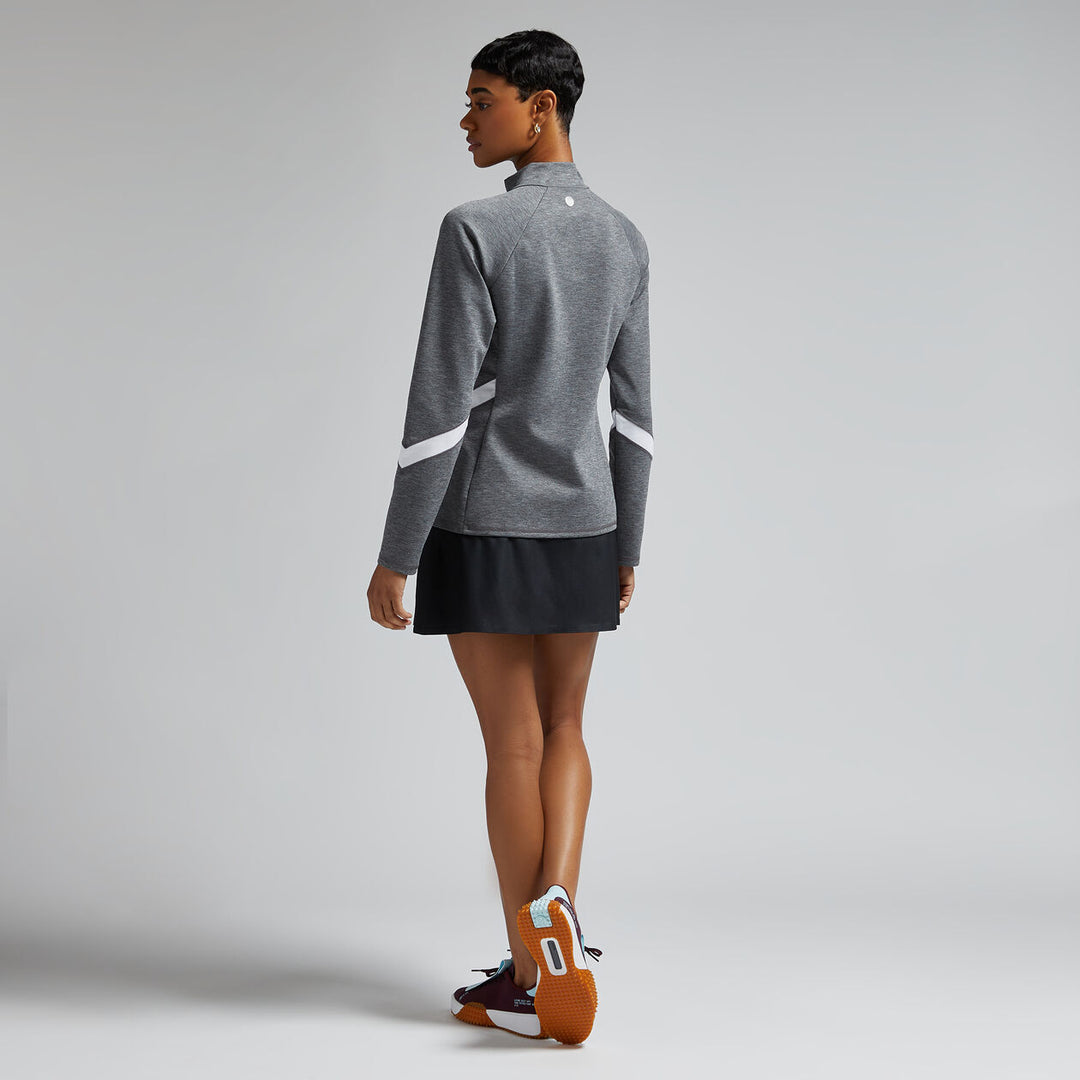 G/FORE WOMENS MELANGÉ DOUBLE KNIT BRUSHED BACK PULLOVER - HEATHER GREY
