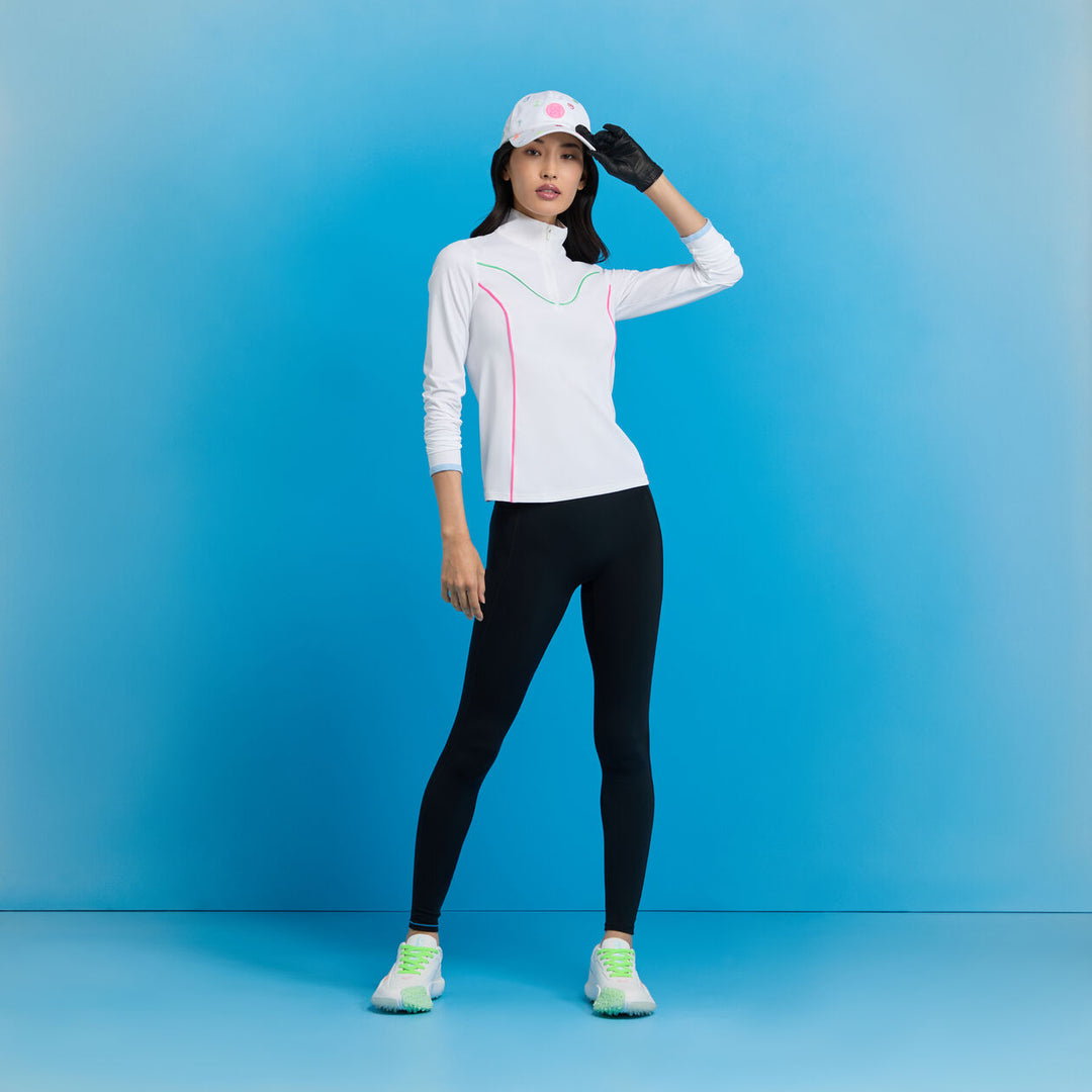 G/FORE WOMENS STRETCH NYLON INTERLOCK TIPPED PULLOVER - SNOW