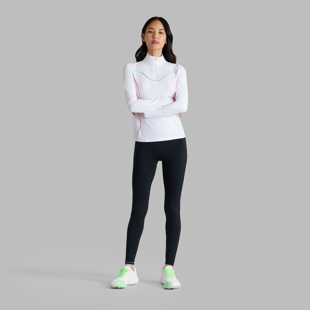G/FORE WOMENS STRETCH NYLON INTERLOCK TIPPED PULLOVER - SNOW