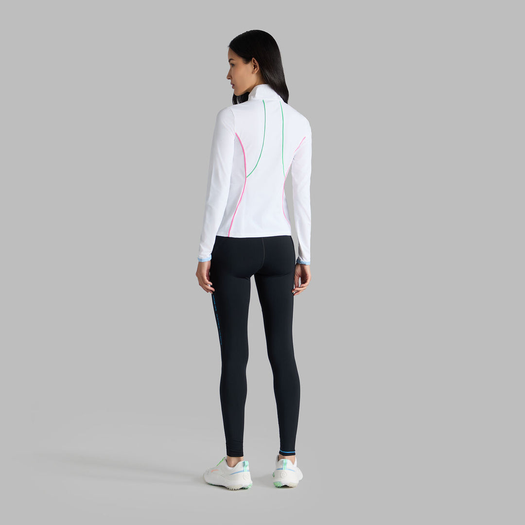 G/FORE WOMENS STRETCH NYLON INTERLOCK TIPPED PULLOVER - SNOW
