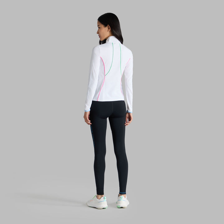 G/FORE WOMENS STRETCH NYLON INTERLOCK TIPPED PULLOVER - SNOW