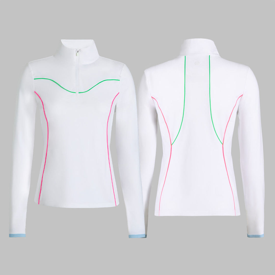 G/FORE WOMENS STRETCH NYLON INTERLOCK TIPPED PULLOVER - SNOW