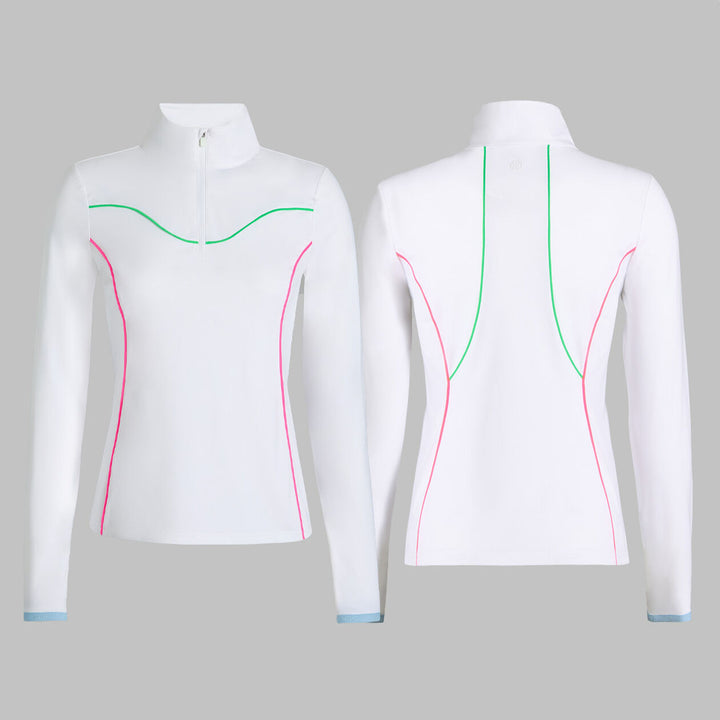 G/FORE WOMENS STRETCH NYLON INTERLOCK TIPPED PULLOVER - SNOW