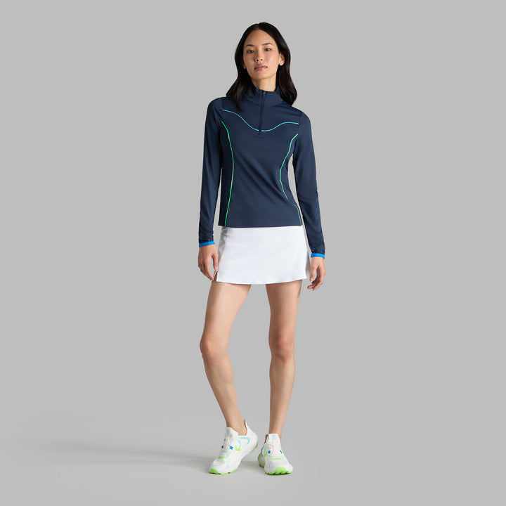 G/FORE WOMENS STRETCH NYLON INTERLOCK TIPPED PULLOVER - TWILIGHT