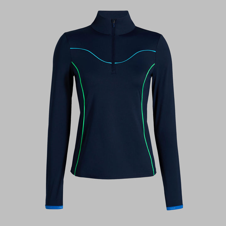 G/FORE WOMENS STRETCH NYLON INTERLOCK TIPPED PULLOVER - TWILIGHT