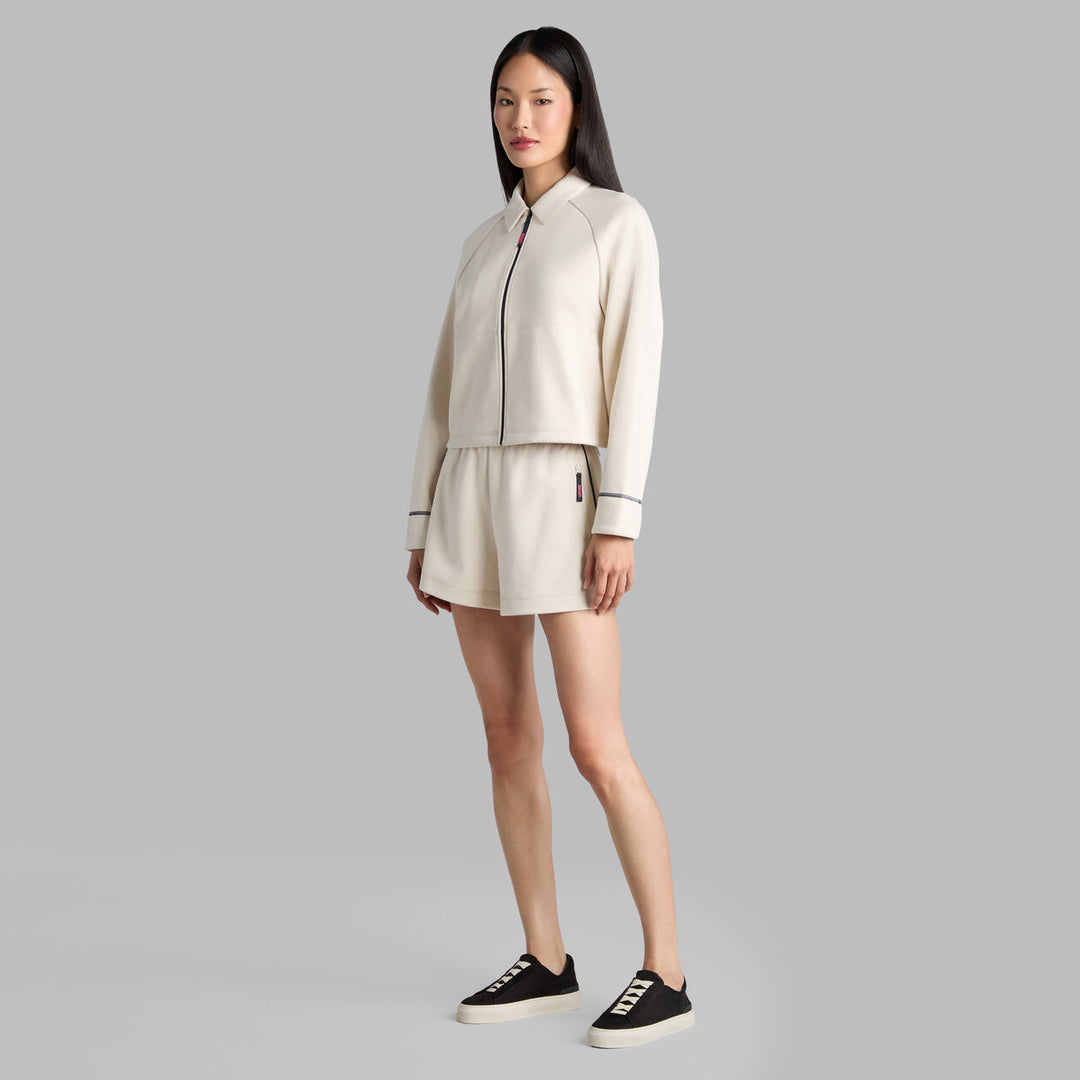 G/FORE WOMEN'S COZY DOUBLE KNIT CROPPED COLLARED JACKET - CHALK WHITE