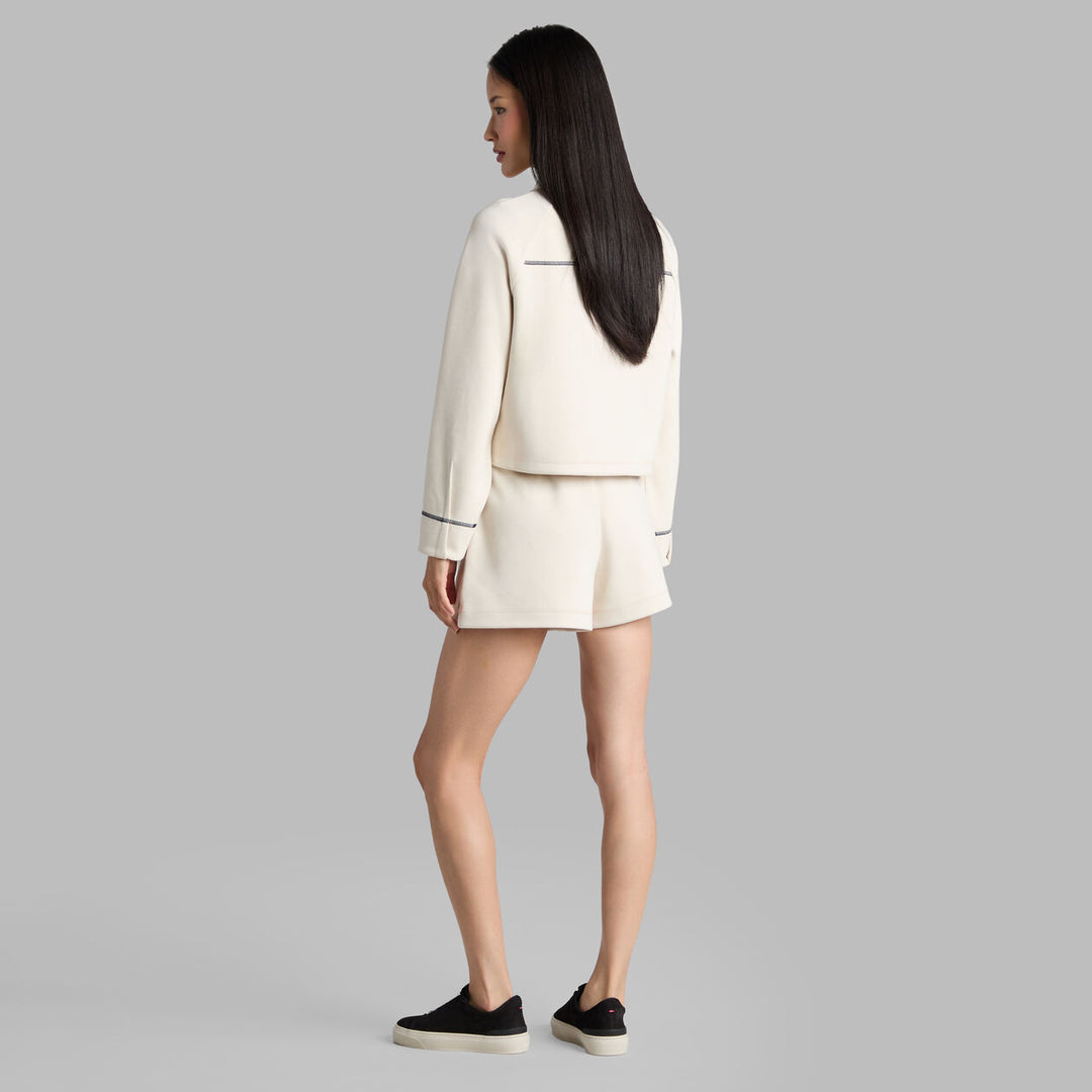 G/FORE WOMEN'S COZY DOUBLE KNIT CROPPED COLLARED JACKET - CHALK WHITE