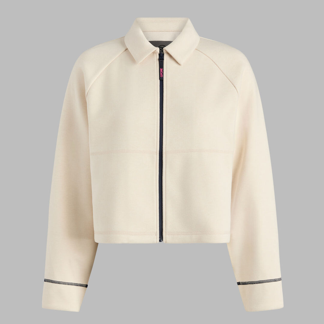 G/FORE WOMEN'S COZY DOUBLE KNIT CROPPED COLLARED JACKET - CHALK WHITE