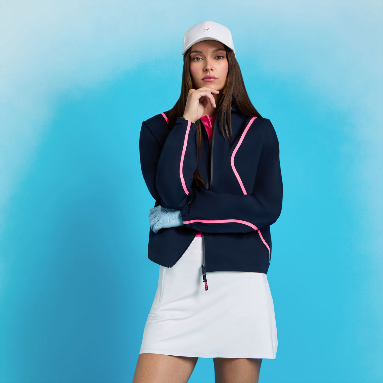 G/FORE WOMEN'S PANELED WATERPROOF HOODED JACKET - TWILIGHT