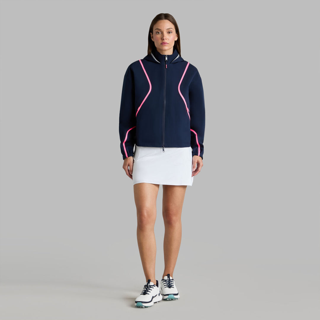 G/FORE WOMENS PANELED WATERPROOF HOODED JACKET - TWILIGHT