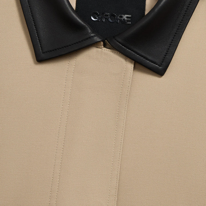 G/FORE WOMEN'S LTD RELEASE LEATHER COLLAR TRI-COTTON CROPPED JACKET - PUMICE