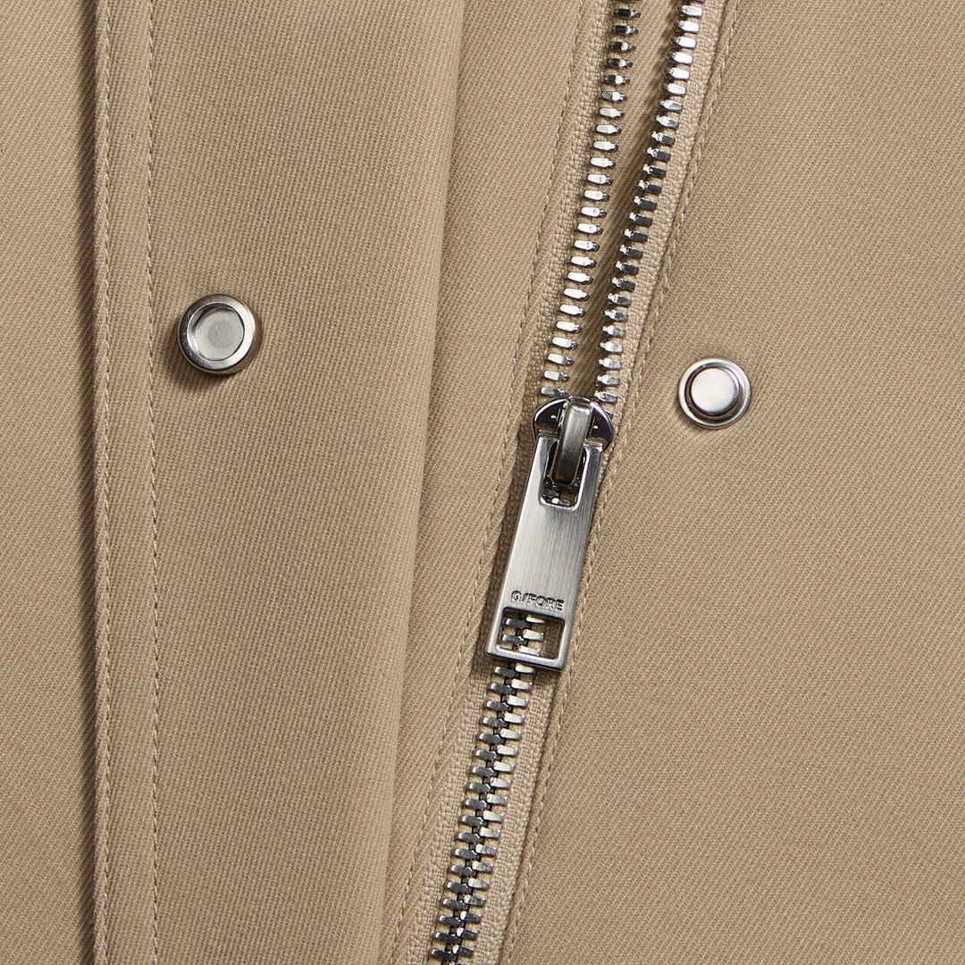 G/FORE WOMEN'S LTD RELEASE LEATHER COLLAR TRI-COTTON CROPPED JACKET - PUMICE