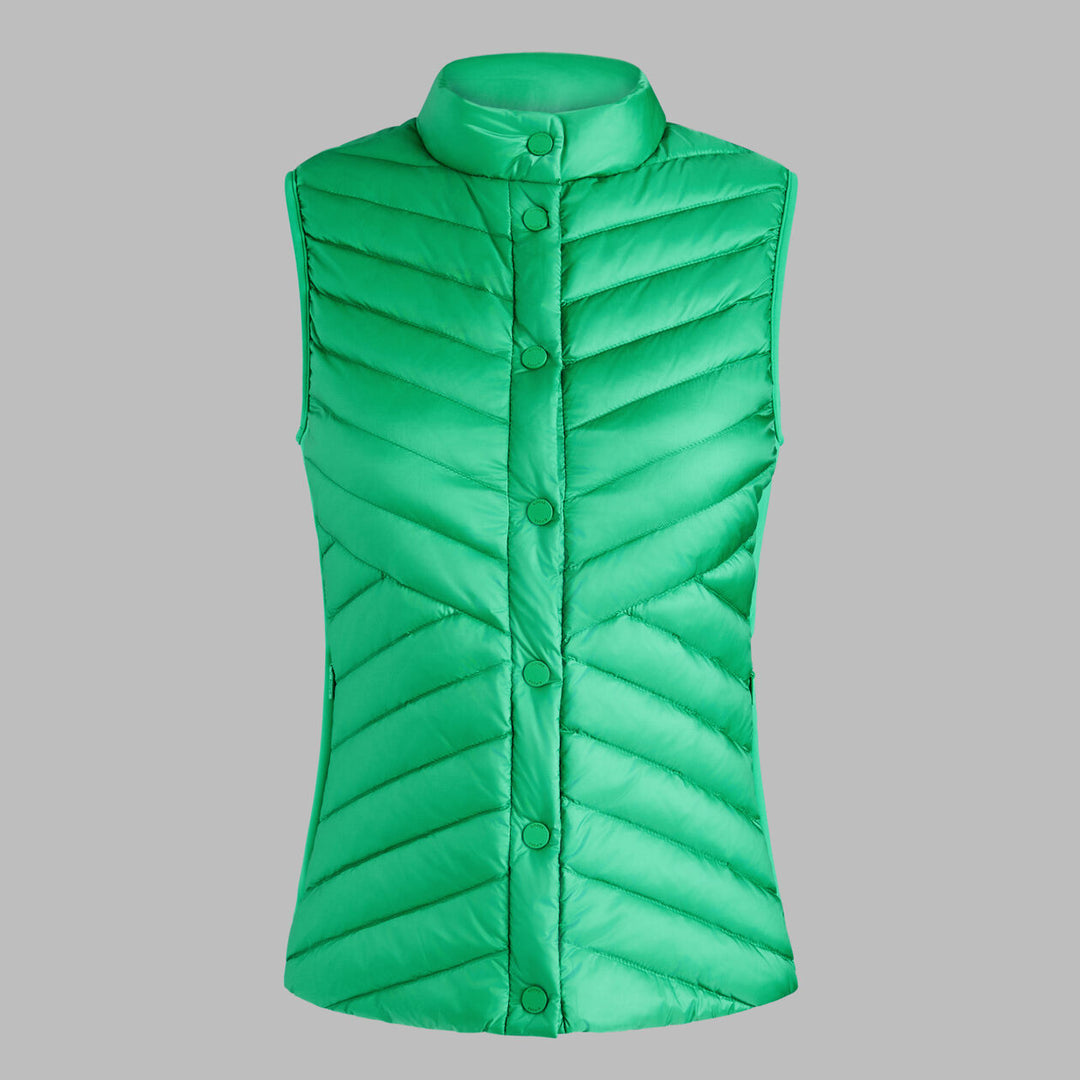 G/FORE WOMEN'S V-DOWN QUILTED STRETCH TECH INTERLOCK VEST - CLOVER