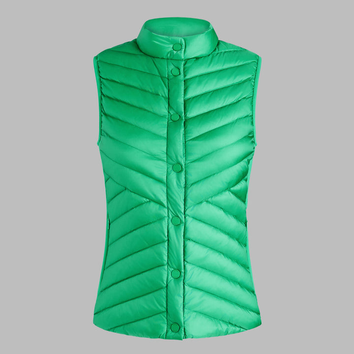 G/FORE WOMEN'S V-DOWN QUILTED STRETCH TECH INTERLOCK VEST - CLOVER