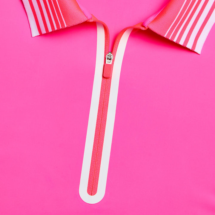 G/FORE WOMENS SILKY TECH NYLON QUARTER ZIP POLO - KNOCKOUT PINK