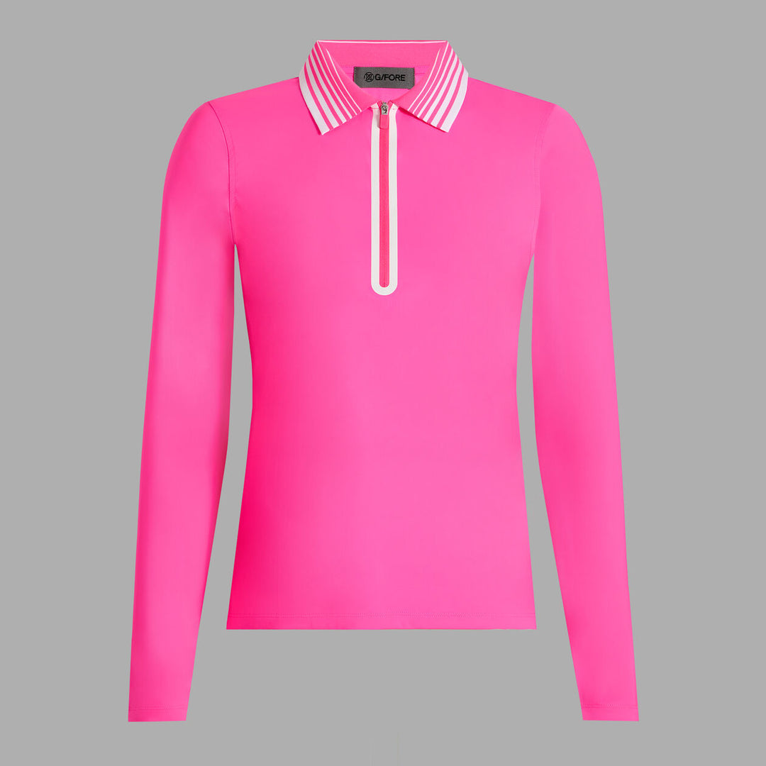 G/FORE WOMENS SILKY TECH NYLON QUARTER ZIP POLO - KNOCKOUT PINK