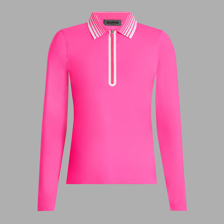 G/FORE WOMENS SILKY TECH NYLON QUARTER ZIP POLO - KNOCKOUT PINK