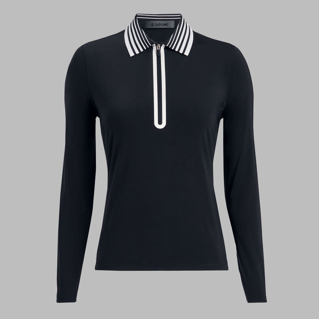 G/FORE WOMENS SILKY TECH NYLON QUARTER ZIP POLO - ONYX