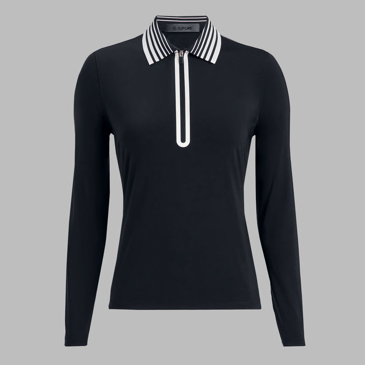 G/FORE WOMENS SILKY TECH NYLON QUARTER ZIP POLO - ONYX