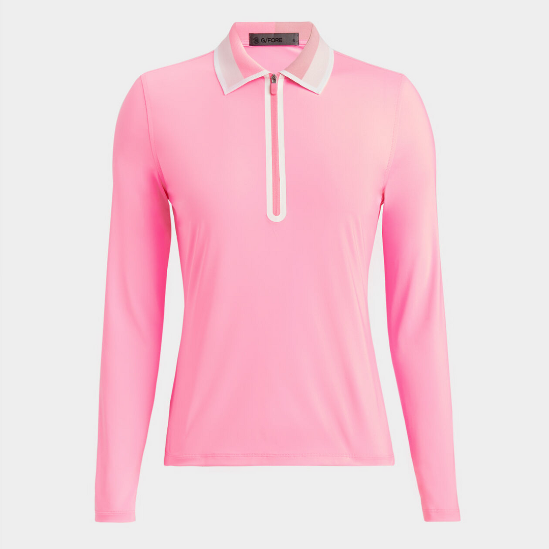 G/FORE WOMENS SILKY TECH NYLON QUARTER ZIP POLO - CANDY