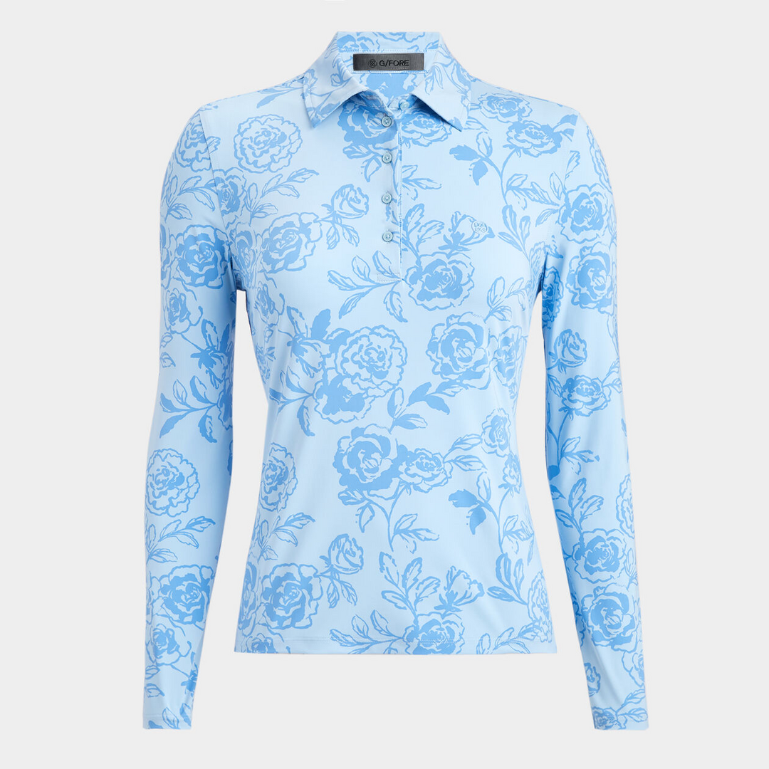 G/FORE WOMEN'S PEONY SILKY TECH NYLON LONG SLEEVE POLO - BAJA