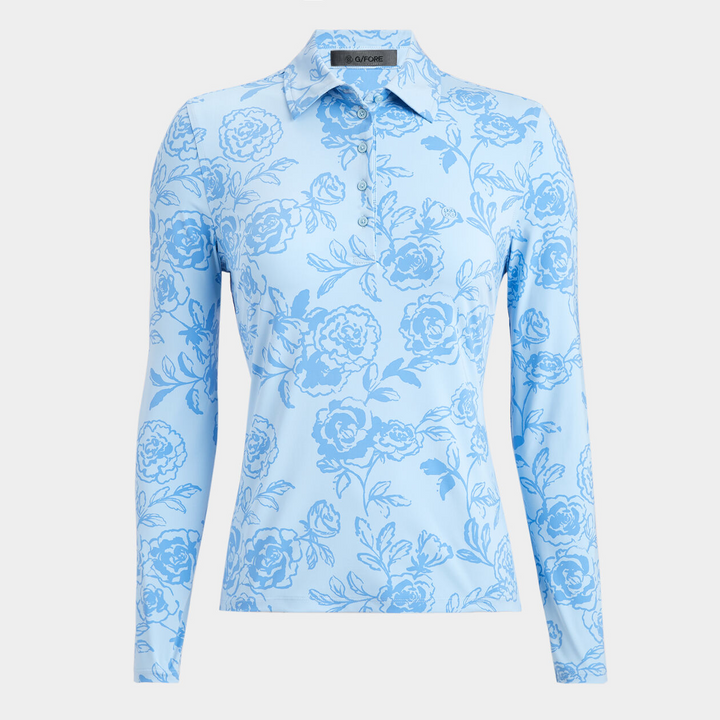 G/FORE WOMEN'S PEONY SILKY TECH NYLON LONG SLEEVE POLO - BAJA