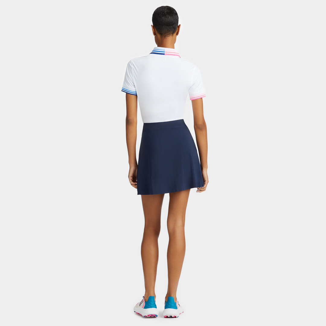 G/FORE WOMEN'S PLEATED CONTRAST COLLAR SILKY TECH NYLON POLO - SNOW