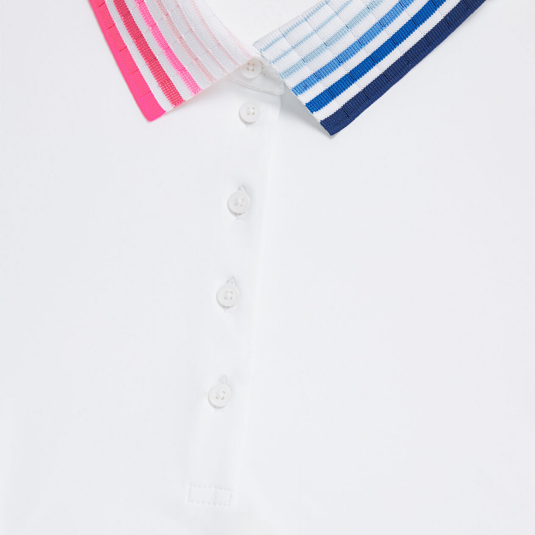 G/FORE WOMEN'S PLEATED CONTRAST COLLAR SILKY TECH NYLON POLO - SNOW